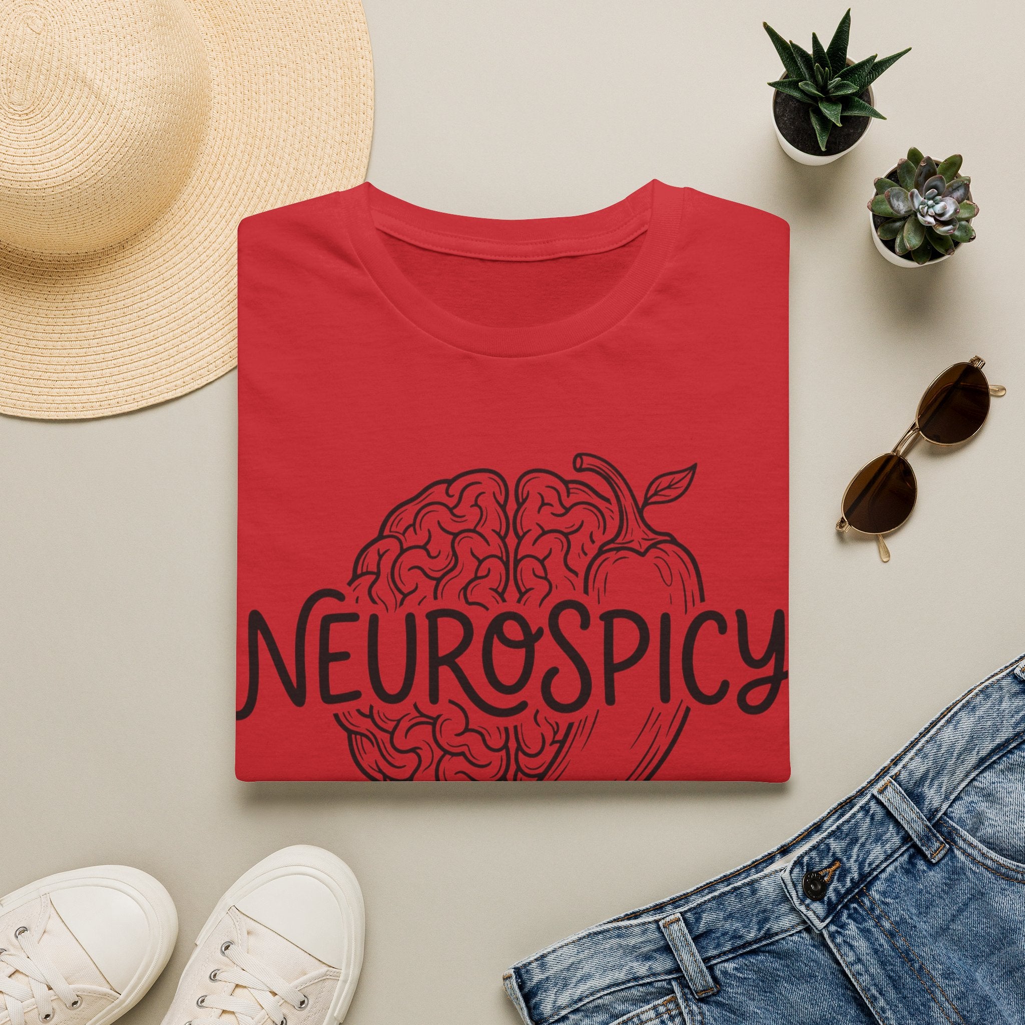 Neurospicy T-Shirt — Brain & Chili Pepper Design, Funny Science Nerd Tee