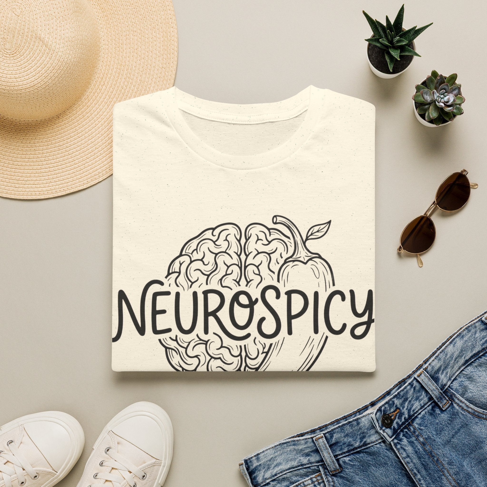 Neurospicy T-Shirt — Brain & Chili Pepper Design, Funny Science Nerd Tee