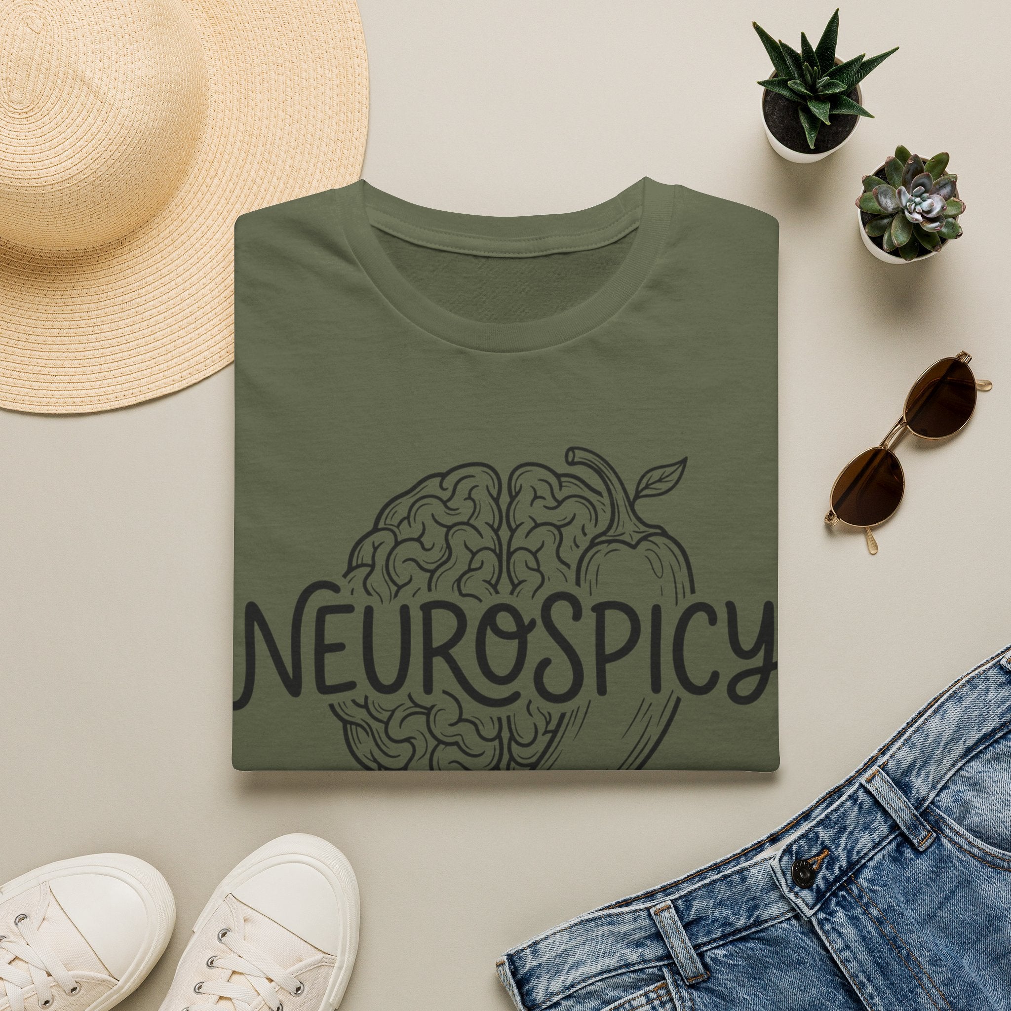 Neurospicy T-Shirt — Brain & Chili Pepper Design, Funny Science Nerd Tee