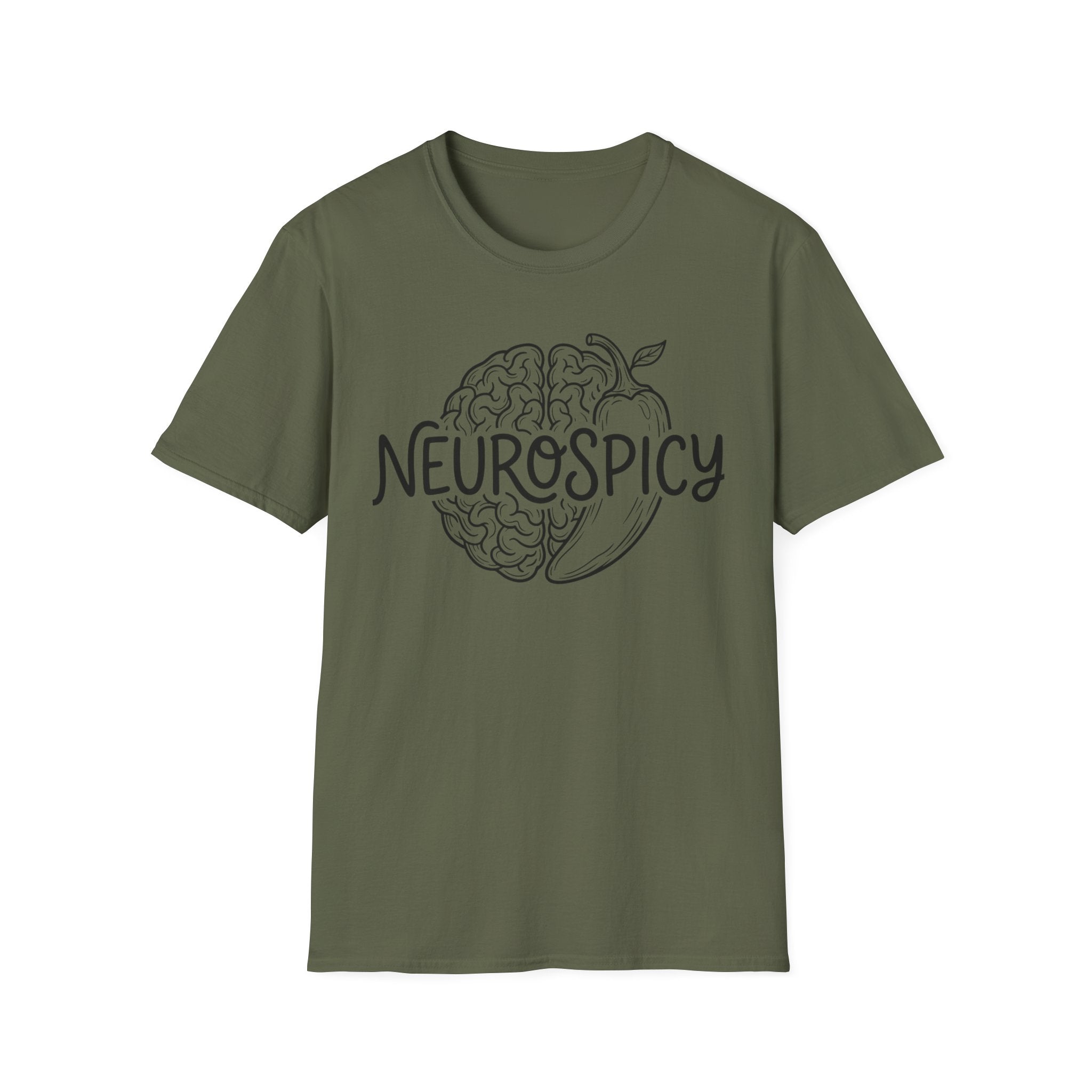 Neurospicy T-Shirt — Brain & Chili Pepper Design, Funny Science Nerd Tee